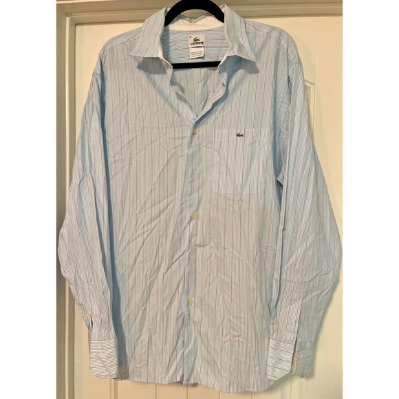 Lacoste Other - LACOSTE Mens 46 Modern Fit Striped Button Down Long Sleeve Dress Shirt *NOTE